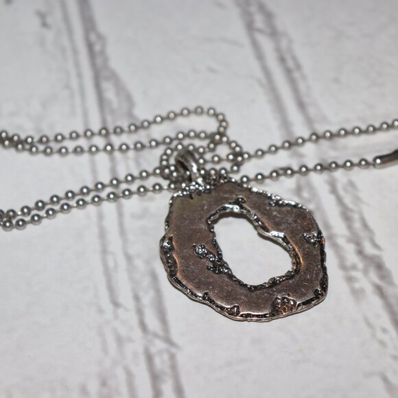 Larger silver nugget style statement necklace 24" - Picture 2 of 5
